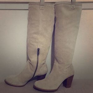 UGG SUEDE CREME Below The Knee Boots With 3” HEEL